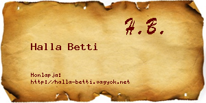 Halla Betti névjegykártya